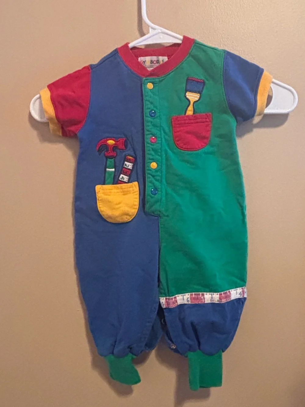 Vintage Gymboree Multicolor Tool-Pocket Kids One-Piece Romper